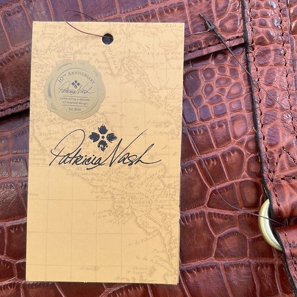 Patricia Nash Leather Croc Embossed Benvenuto Tote British Tan - Picture 3 of 12